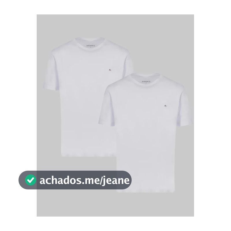 Kit Camisetas Branca Aramis 2un Algodão Masculina Branco P
