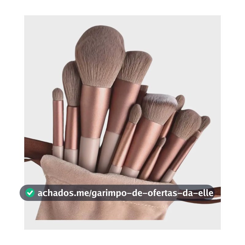 Kit Pincel De Maquiagem Com 13 Unidades Sombra Blush Cor Marrom