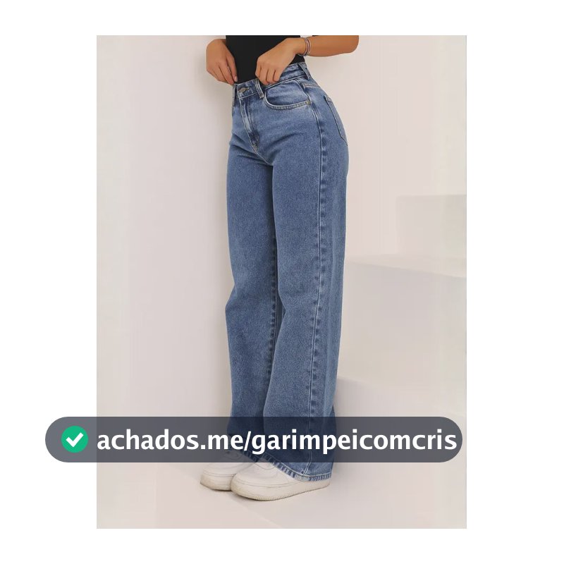 Calça Jeans Wide Leg Feminina Cintura Alta Pantalona Jeans Marmorizado Liso 40