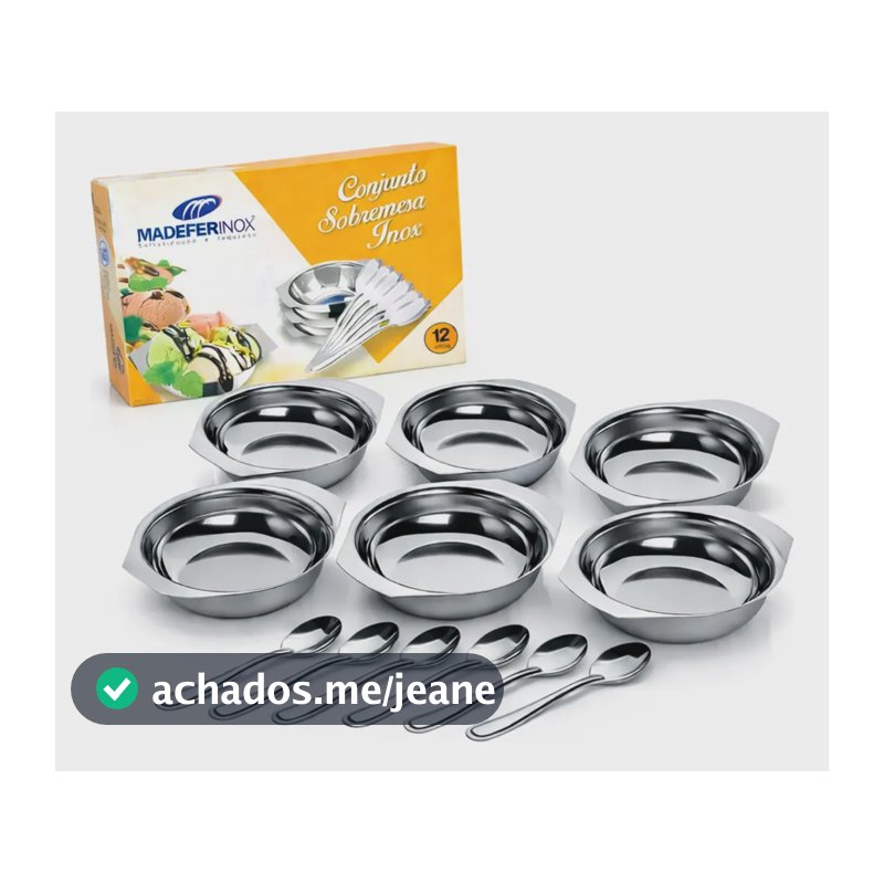 Conjunto Taças Sobremesa Inox 12 Peças Tigelas Com Colheres Inox