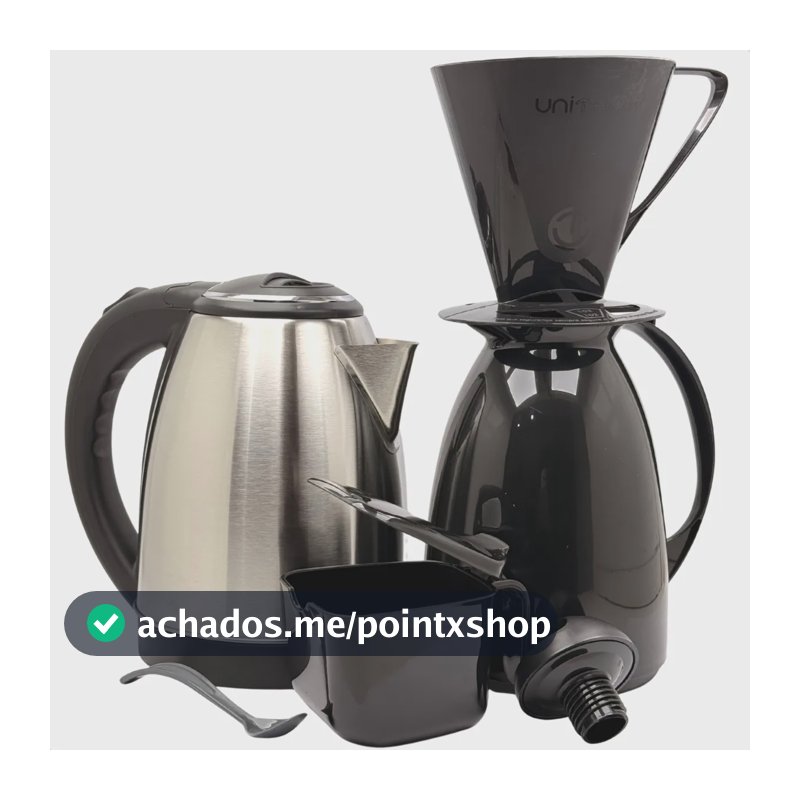Kit Café Prático Chaleira Inox + Garrafa Térmica Filtro Pre Preto 110/127v