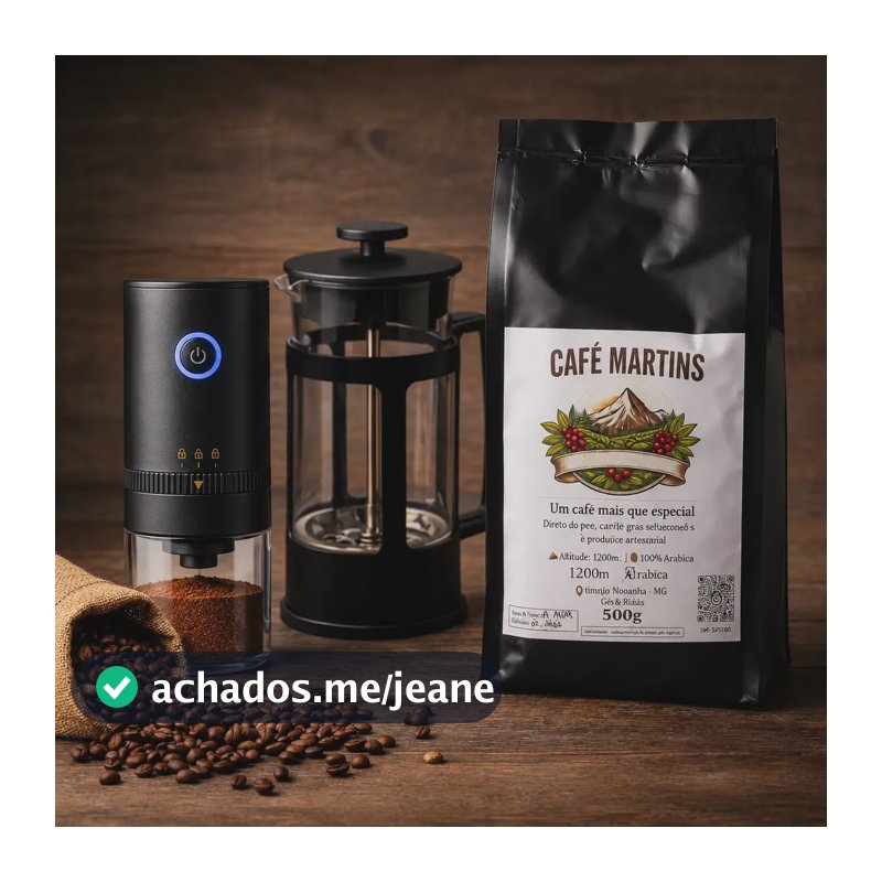 Kit Café Gourmet 500g Moedor Usb-c Cafeteira Prensa Francesa