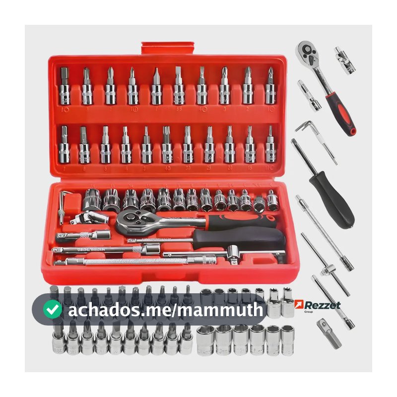 Kit Jogo De Ferramentas Profissional 46 Peças Chave Fenda Vermelho