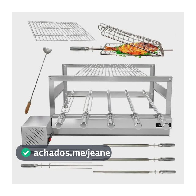 Churrasqueira Giratória Soft Grill Inox 5 Espetos + Brinde