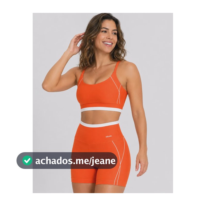 Conjunto Academia Feminino Short Top Com Elastano Treino Laranja Liso Gg