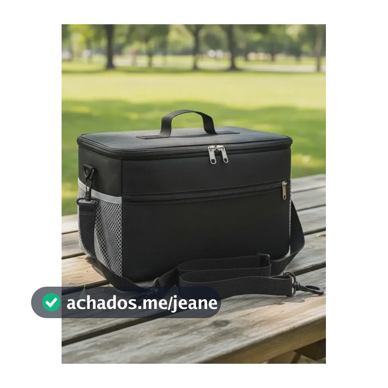Bolsa Térmica Cooler Praia Passeio Bag Marmita Bebida 18L Preto