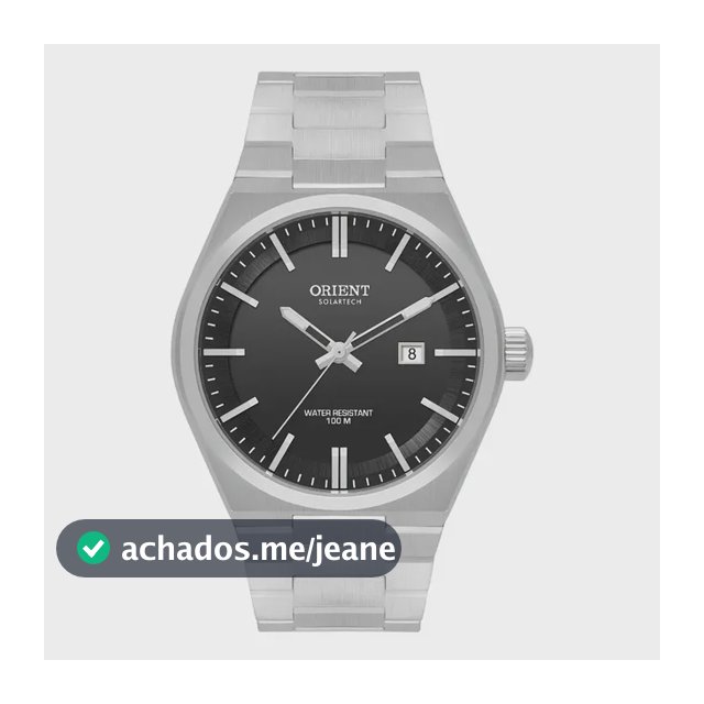 Relógio Solar Orient MBSS1493 P1SX Analógico Preto Aço Inox Prateado 100m