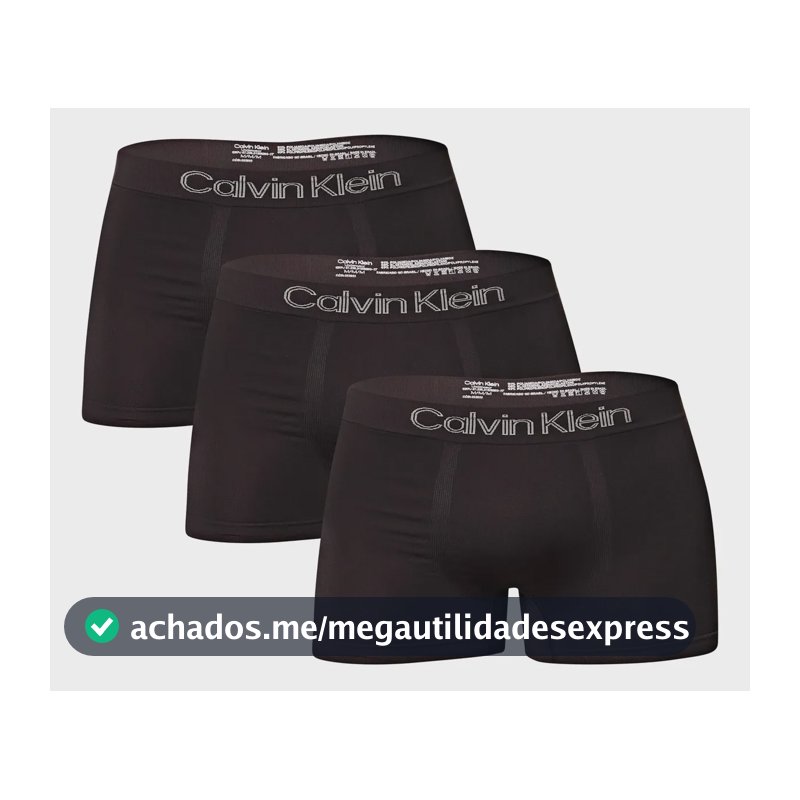 Kit 3 Cuecas Low Rise Trunk Sem Costura Calvin Klein 0987 Preto L