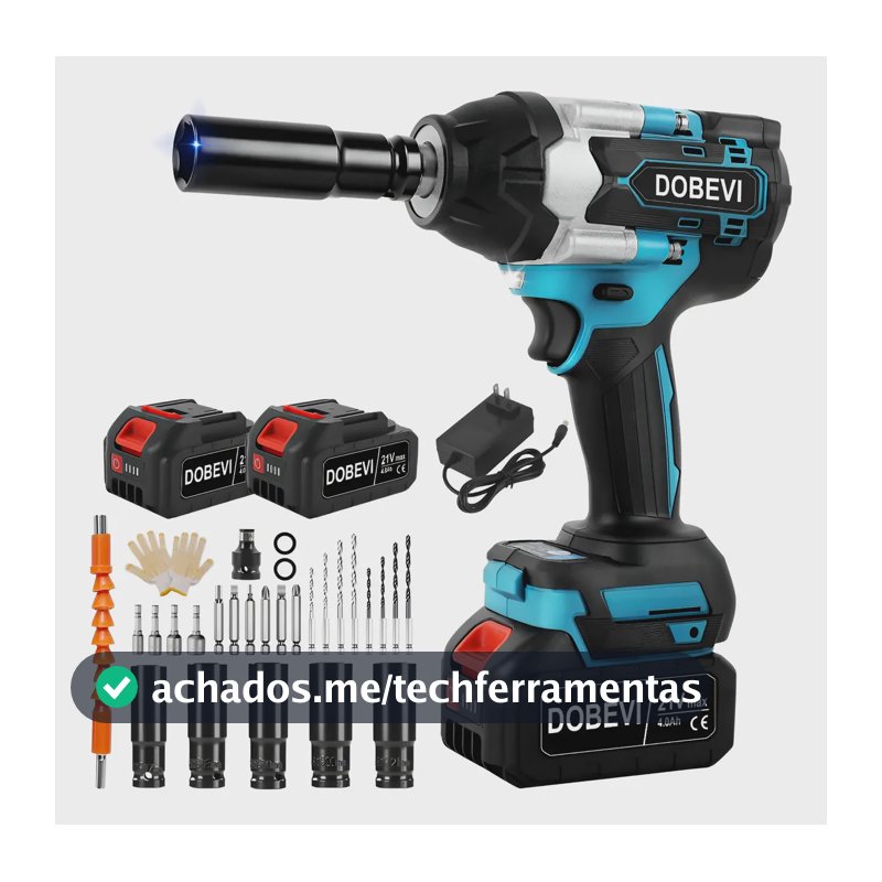 Chave De Impacto 1200n.m Brushless C/ Jogo Soquete+ Dobevi Azul 127/220v
