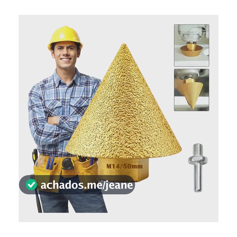 Broca Cônica Chanfro Diamantada 14m-50mm Para Esmerilhadeira+adaptador Roscado