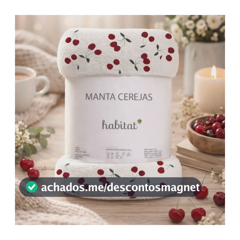 Manta Casal Macia Quentinha Microfibra Antialérgica Cereja Cereja 1.1 G Branca