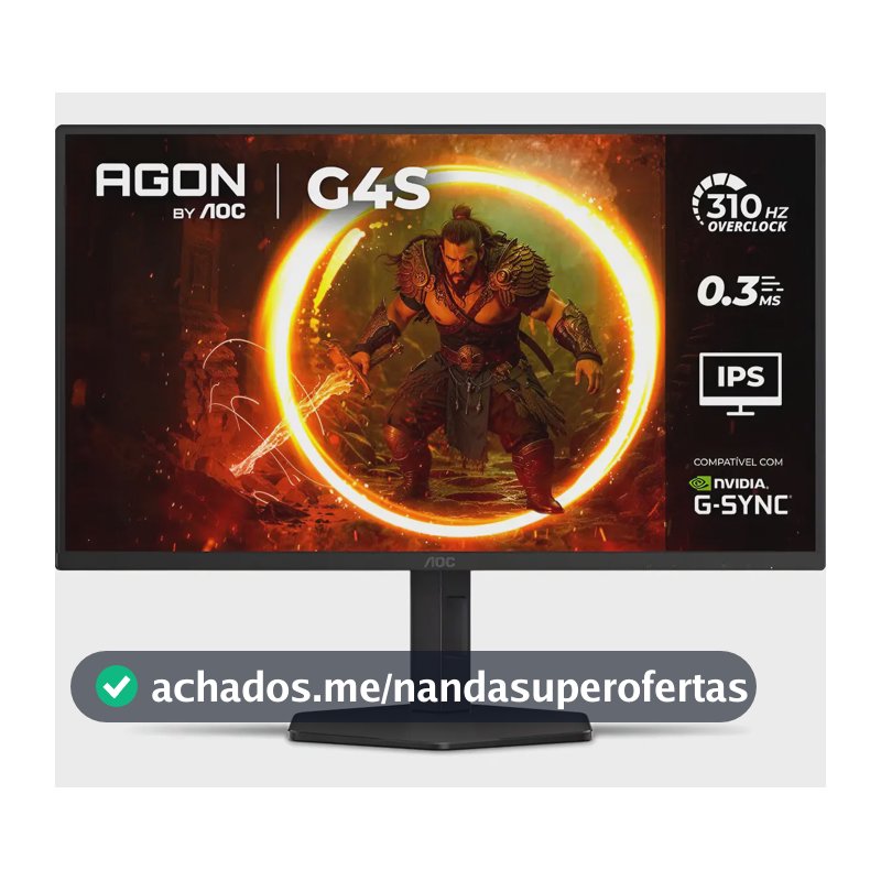 Monitor Gamer AOC AGON G4S 25" 310Hz 0.3ms HDR400 IPS Base Ajustável 25G4S/P Preto