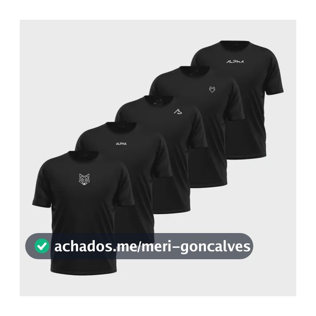 Kit 5 Camisetas Dry All Black Alpha