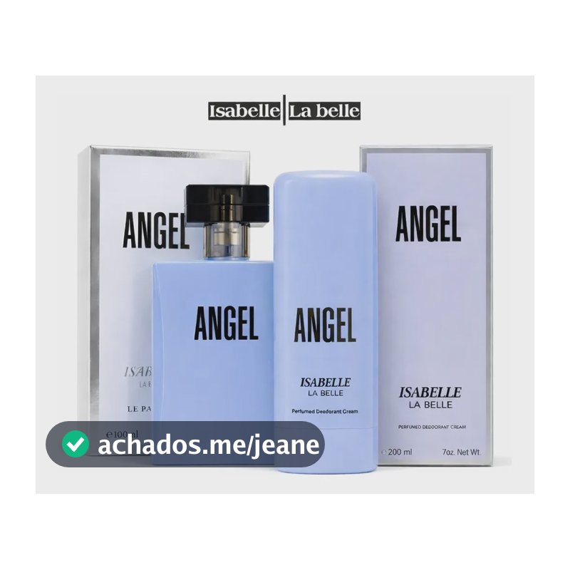 Lançamento Kit Hidratante Corporal Angel 200ml + Perfume Angel 100ml Marca Linha Isabelle Labelle Original Presente Perfeito Alta Fixação Parfum
