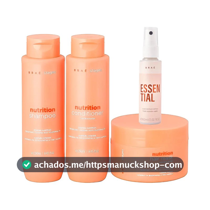 Kit Braé Stages Nutrition Shampoo,cond,másc + Essential 60ml