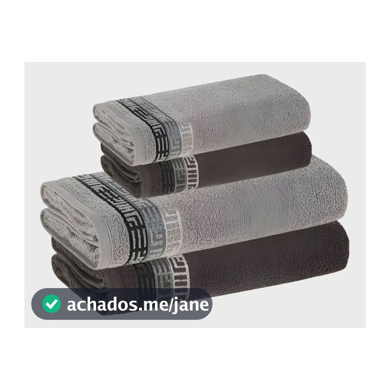 Jogo De Toalhas 4 Pçs Fio Cardado 100% Algodão Bosco Karsten Cinza Bosco