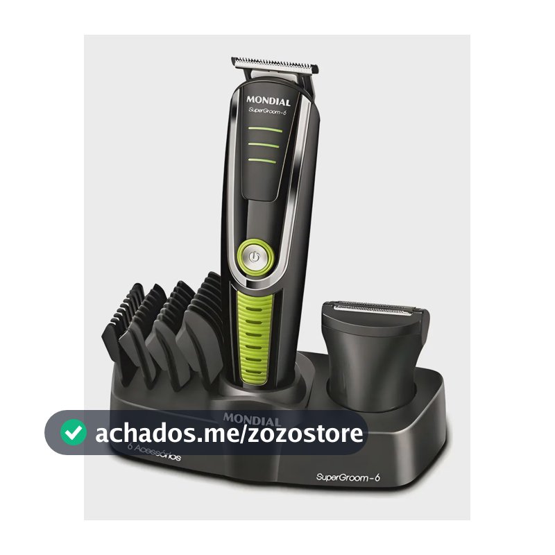 Cortador De Cabelo Mondial Super Groom 6 Bg-04 Melhor Categ Preto/verde