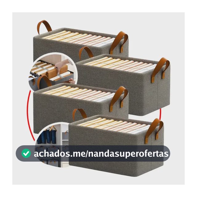 4 Caixas Organizadora De Guarda Roupa Cesto Gaveta Dobrável Cinza