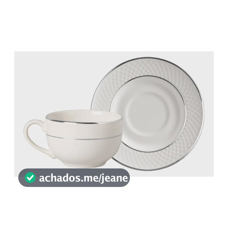 Conjunto Xícaras De Chá Com Pires Relevo Alleanza Branco