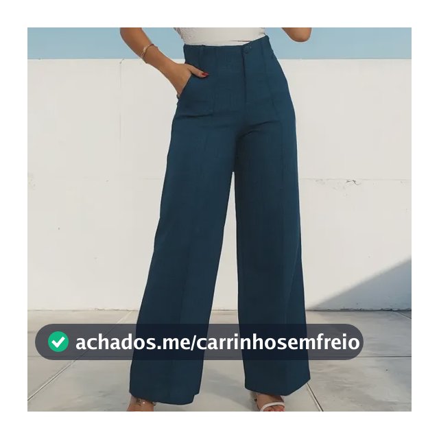 Pantalona Linho Feminina Calça Cintura Alta Social