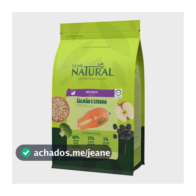 Ração Guabi Natural Gato Adulto sabor Salmão e Cevada 7.5 kg