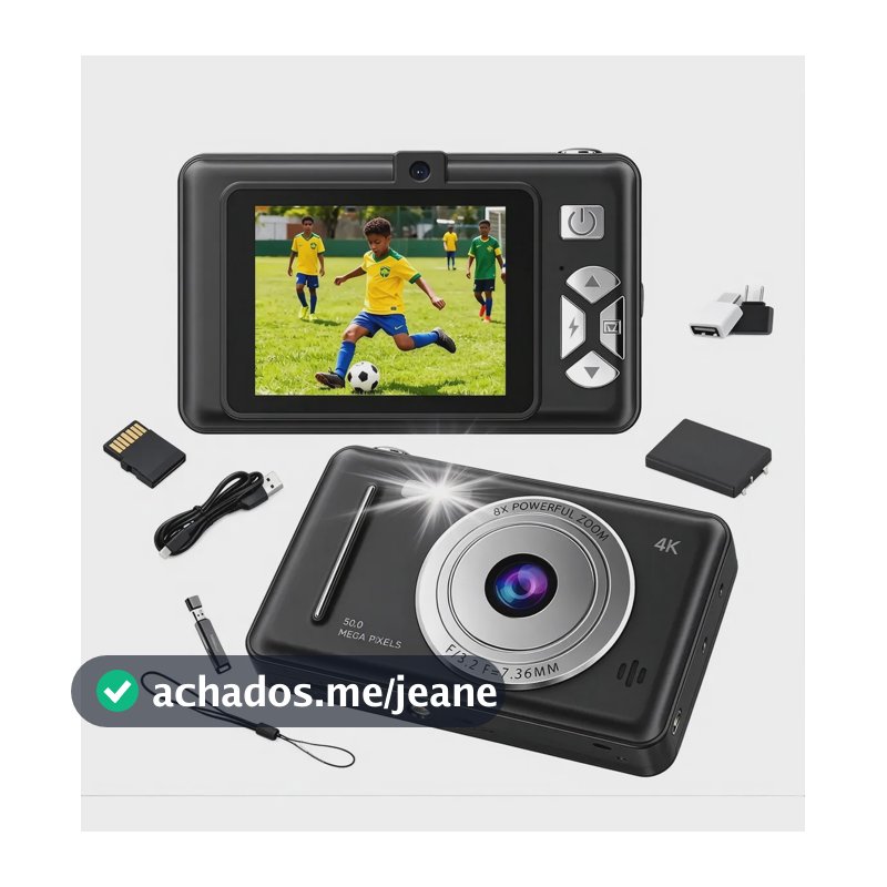 Câmera Instantânea Infantil Tassos 48 Mpx, Com Cartão SD 32GB e Filtros