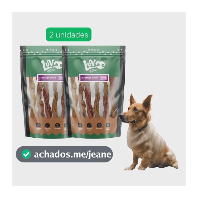 Kit 2un Petisco P/cães e gatos Natural Desidratado Luv Esofago Suino