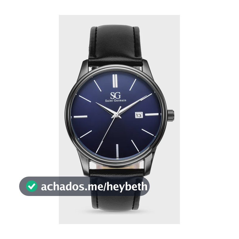 Relógio Masculino Couro Azul Caixa Prata Saint Germain 42mm Preto Azul-marinho