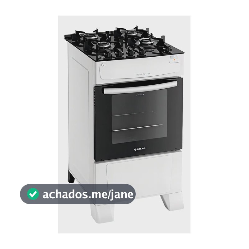 Fogão 4 Bocas Atlas Mônaco Top Glass Acendimento Automático Cor Branco