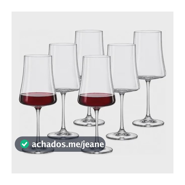 Jogo 6 Taças Cristal Titanium Vinho Tinto 460ml Xtra Bohemia Incolor