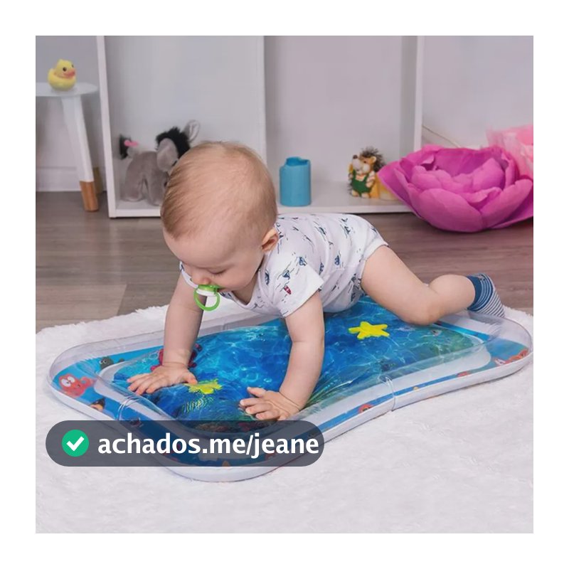 Tapete Água Inflável Almofada Infantil Bebê Azul Tummy Time Azul Infantil