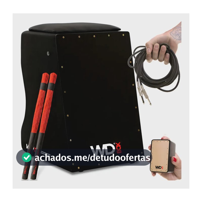 Cajon Profissional Wittler Drums Custom Pro Elétrico com Esteira e Tampo Marfim