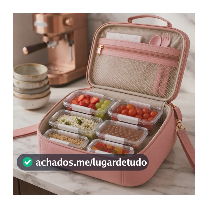 Kit Potes Herméticos Com Trava Lateral Lancheiras Marmitas Branco