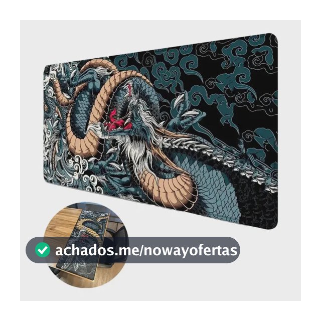 Mousepad Gamer Dragão 70x35cm Antiderrapante Eletroyou Azul-escuro Dragão