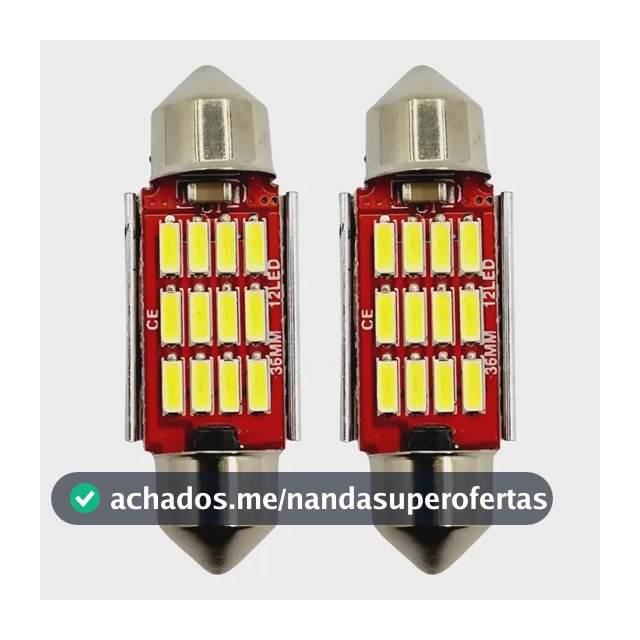 Par Lâmpada Led Carro Torpedo Canbus Canceller Teto 6000k