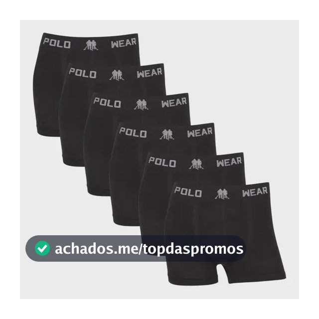 Kit 6 Cuecas Boxer Polo Wear Microfibra Sem Costura Original