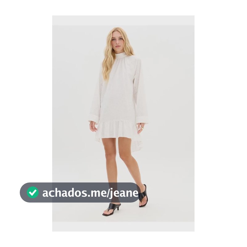 Vestido Curto Com Gola Manga Longa Branco M