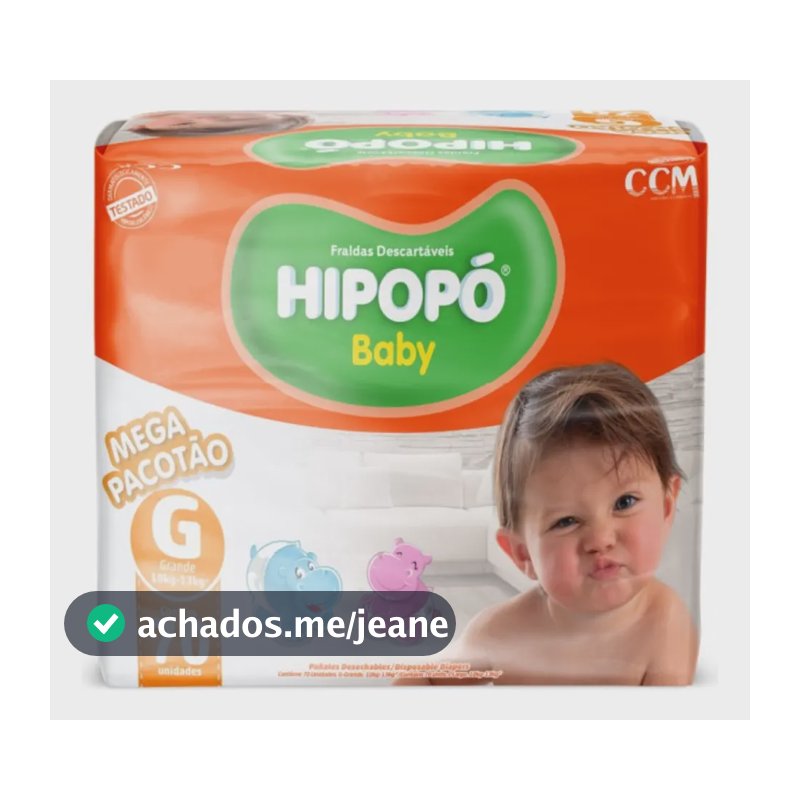 Fraldas Descartável Hipopo Bebê Atacado Barata Tamanho G