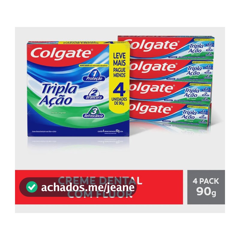 Kit Creme dental Colgate Tripla Ação Menta Original pacote com 4 unidades 360g