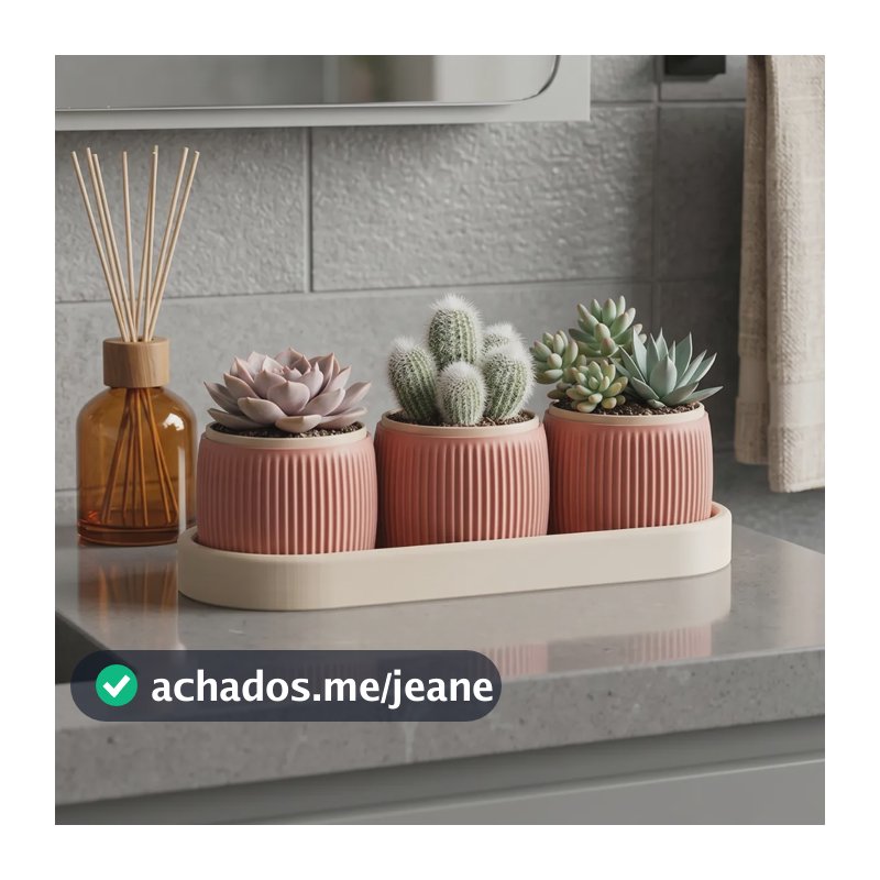 Vaso Cachepot Decoração Moderna Suculenta Planta Artificial Terracota