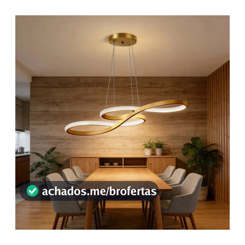 VOLTIS - Luminária Pendente LED Moderna Bivolt 3 Cores de Luz em Um Brilho Regulável Ideal para Sala de Estar e Cozinha