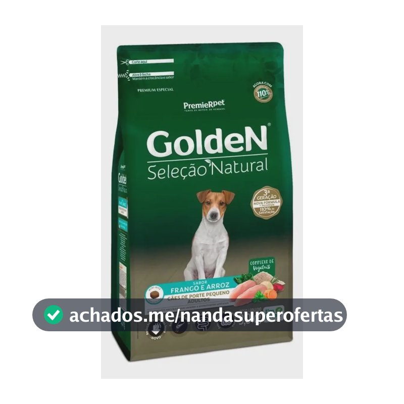 Ração Golden Seleção Natural Cães Adultos Mini Bits - 3kg
