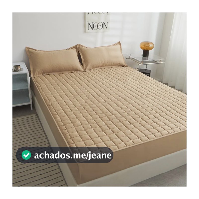Capa Protetora Colchão Box Casal Padrão Matelado Impermeável Caqui