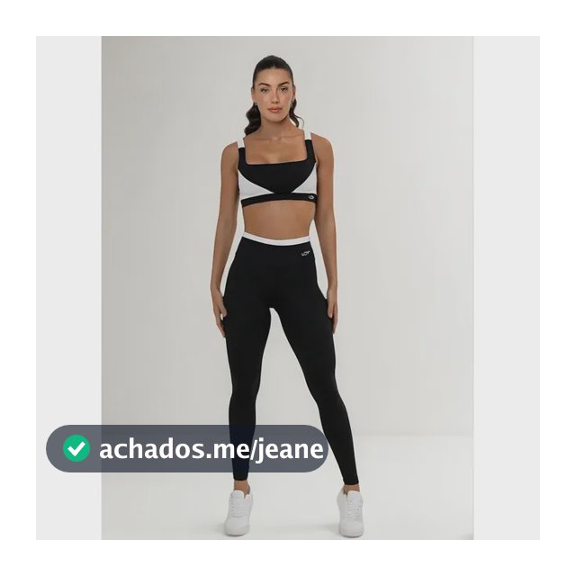 Conjunto Feminino Academia Top Legging Preto Recorte Branco
