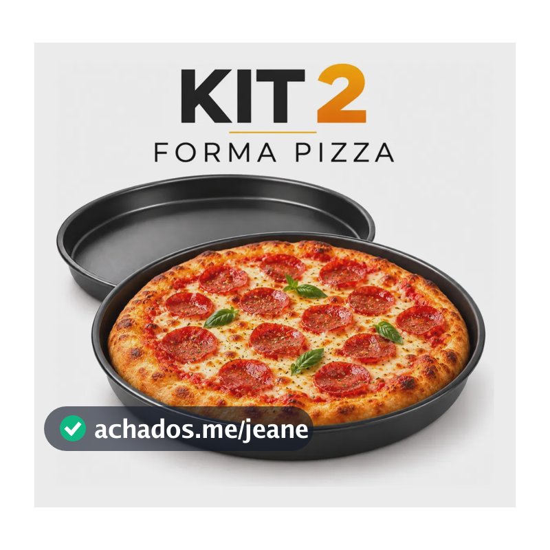 Kit 2 Forma De Pizza Assadeira Antiaderente Redondo Grande 36cm Massa Crocante Redonda Profissional Teflon Aço Carbono Resistente