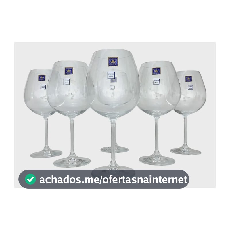 Jogo 6 Taças De Cristal Bohemia Para Vinho Tinto 650ml