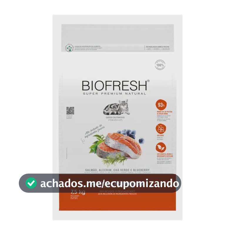 Ração Biofresh Super Premium Gato Castrado Adulto Sabor Salmão 7,5kg