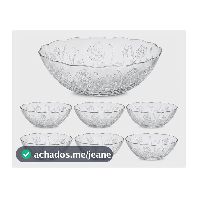 Kit De 7 Bowl De Vidro Para Cozinha Caldo Sopa Sobremesas Transparente