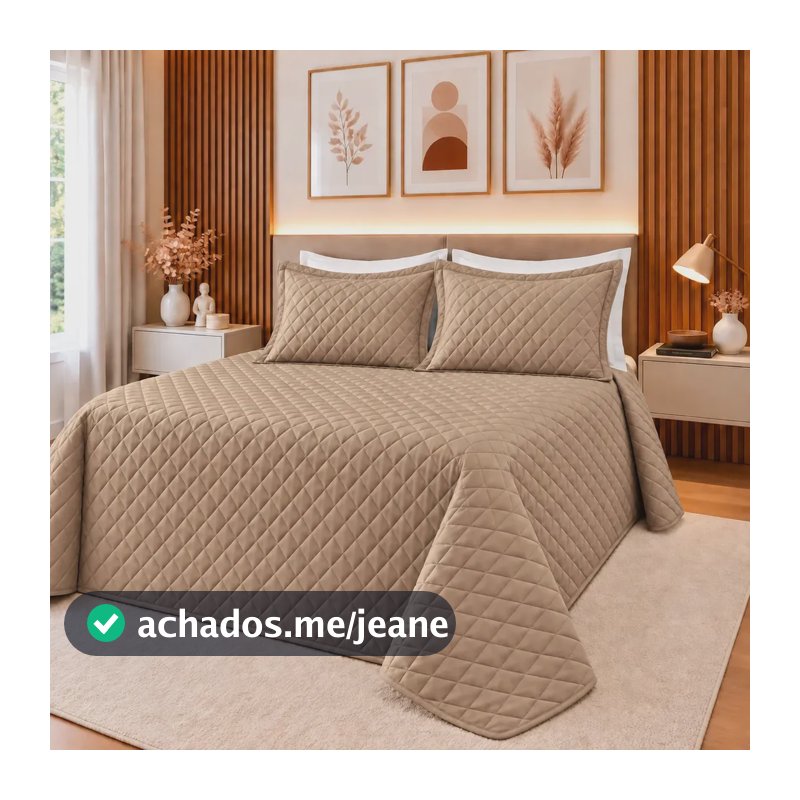 Cobre Leito Slim Queen Matelado Colcha Confortável Premium Avelã