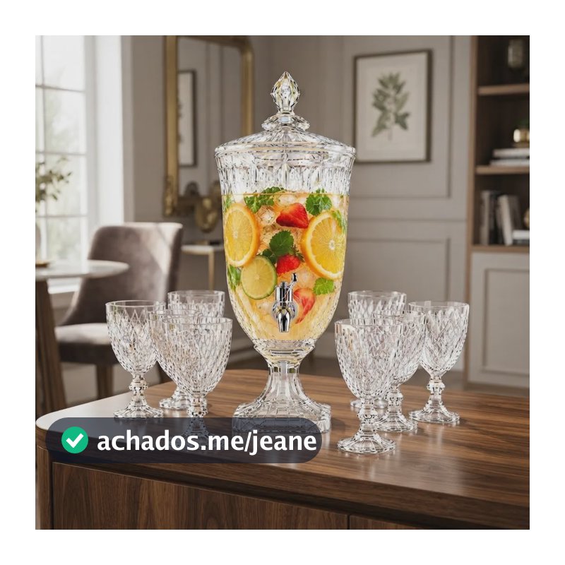 Kit Suqueira 4,5 Litros+6 Tacas 265mldiamond Sucos Coqueteis Transparente